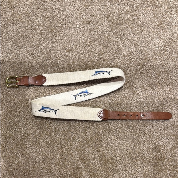 Eliza B Other - Cream and Brown Leather Belt with Adjustable Design